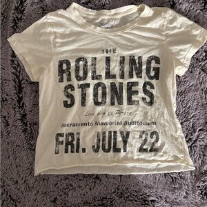 Urban Outfitters Cream Rolling Stones Crop Top